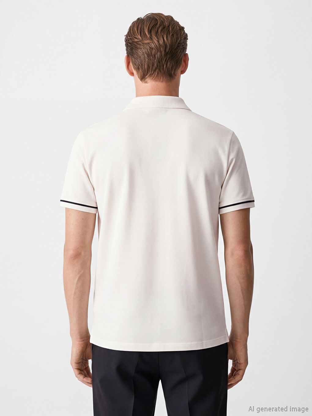 Ekru Polo Yaka Pike Erkek Tişört-3