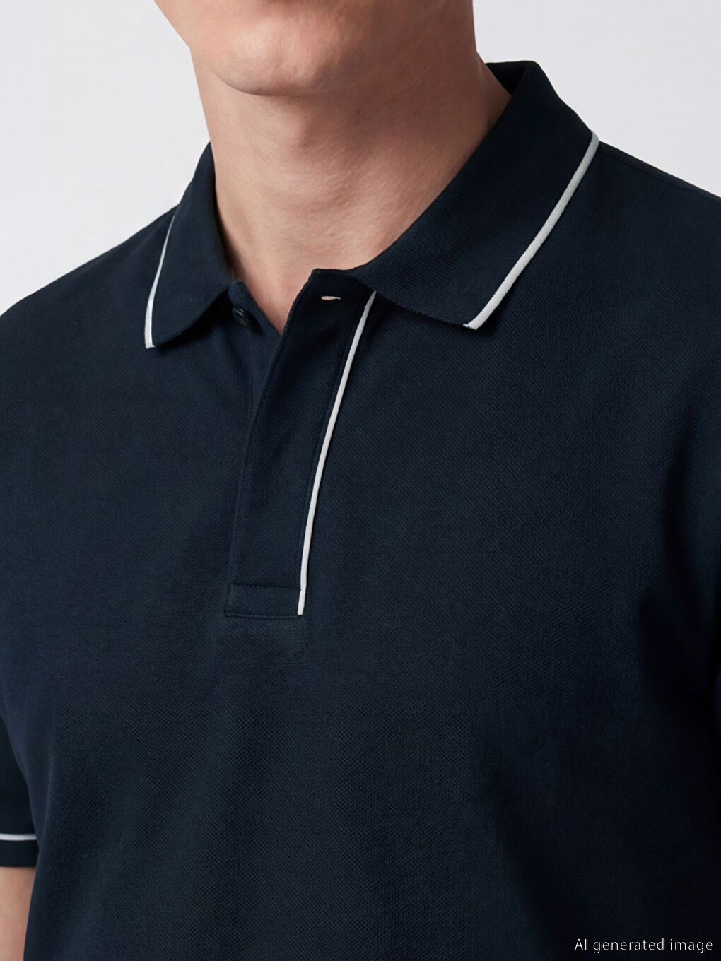 Lacivert Polo Yaka Pike Erkek Tişört-2