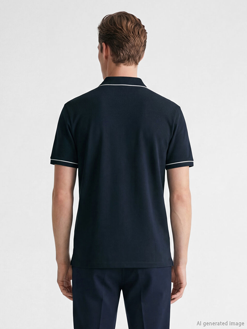 Lacivert Polo Yaka Pike Erkek Tişört-3