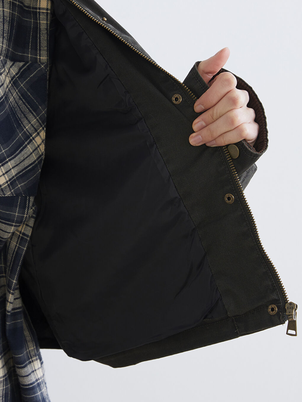 Haki Kadife Yaka Kadın Ceket-3