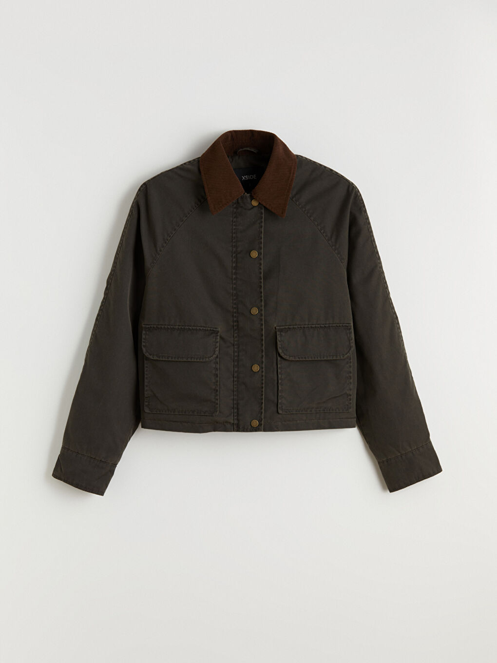 Haki Kadife Yaka Kadın Ceket-5