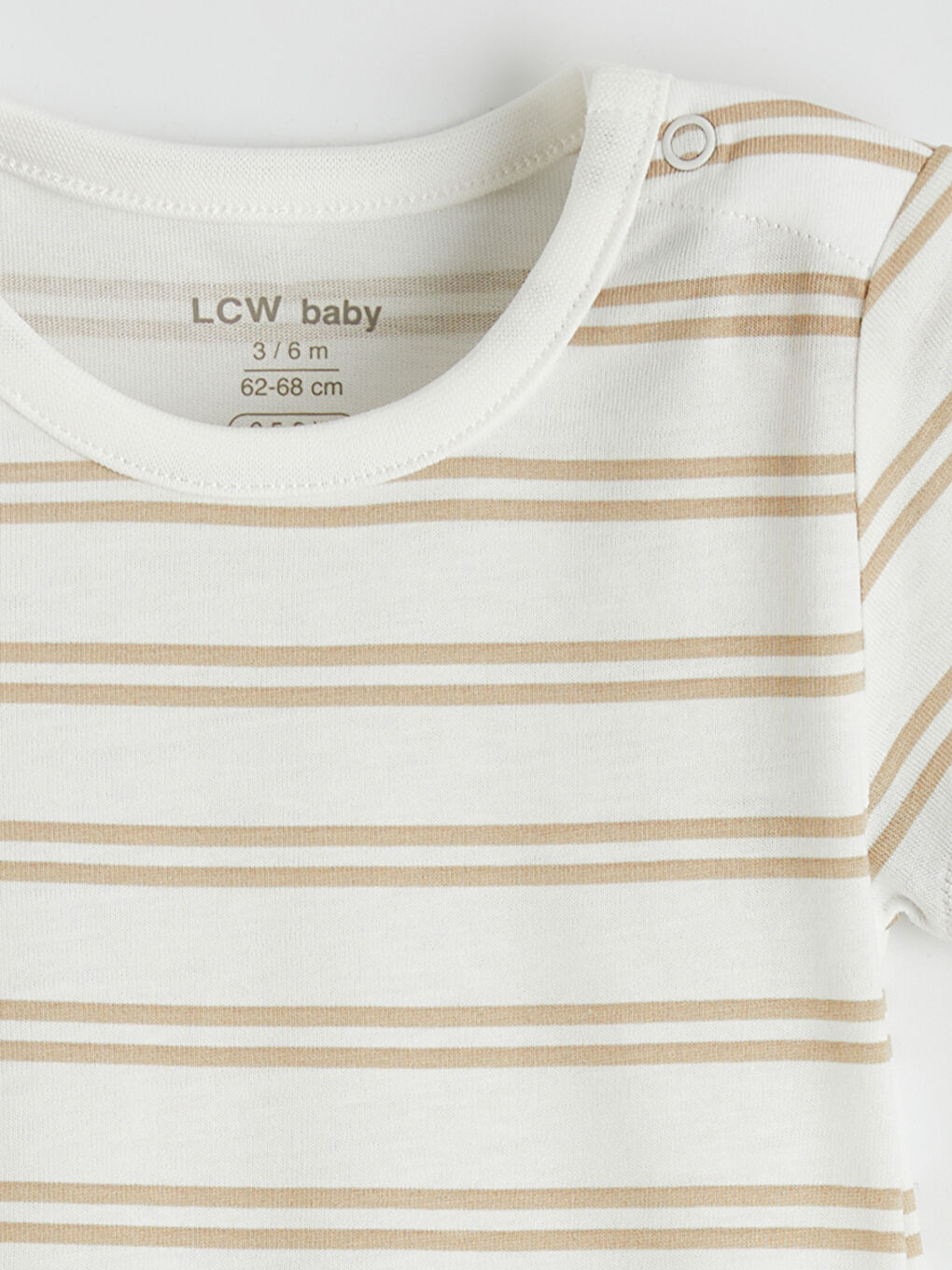 Ekru Bisiklet Yaka Çizgili Erkek Bebek Çıtçıtlı Body-2