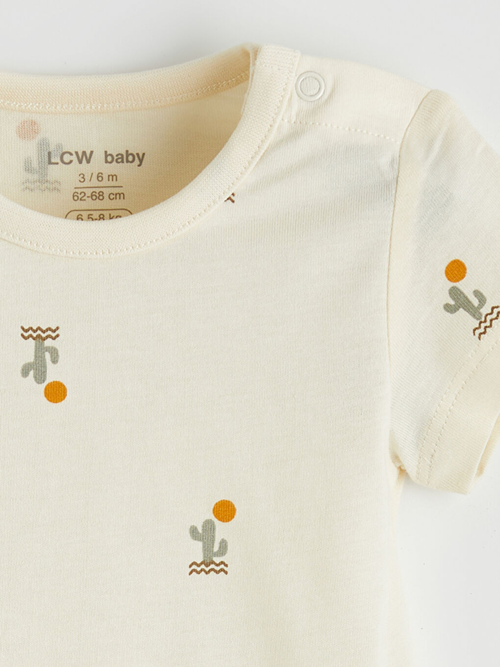 Ekru Bisiklet Yaka Desenli Erkek Bebek Çıtçıtlı Body-2