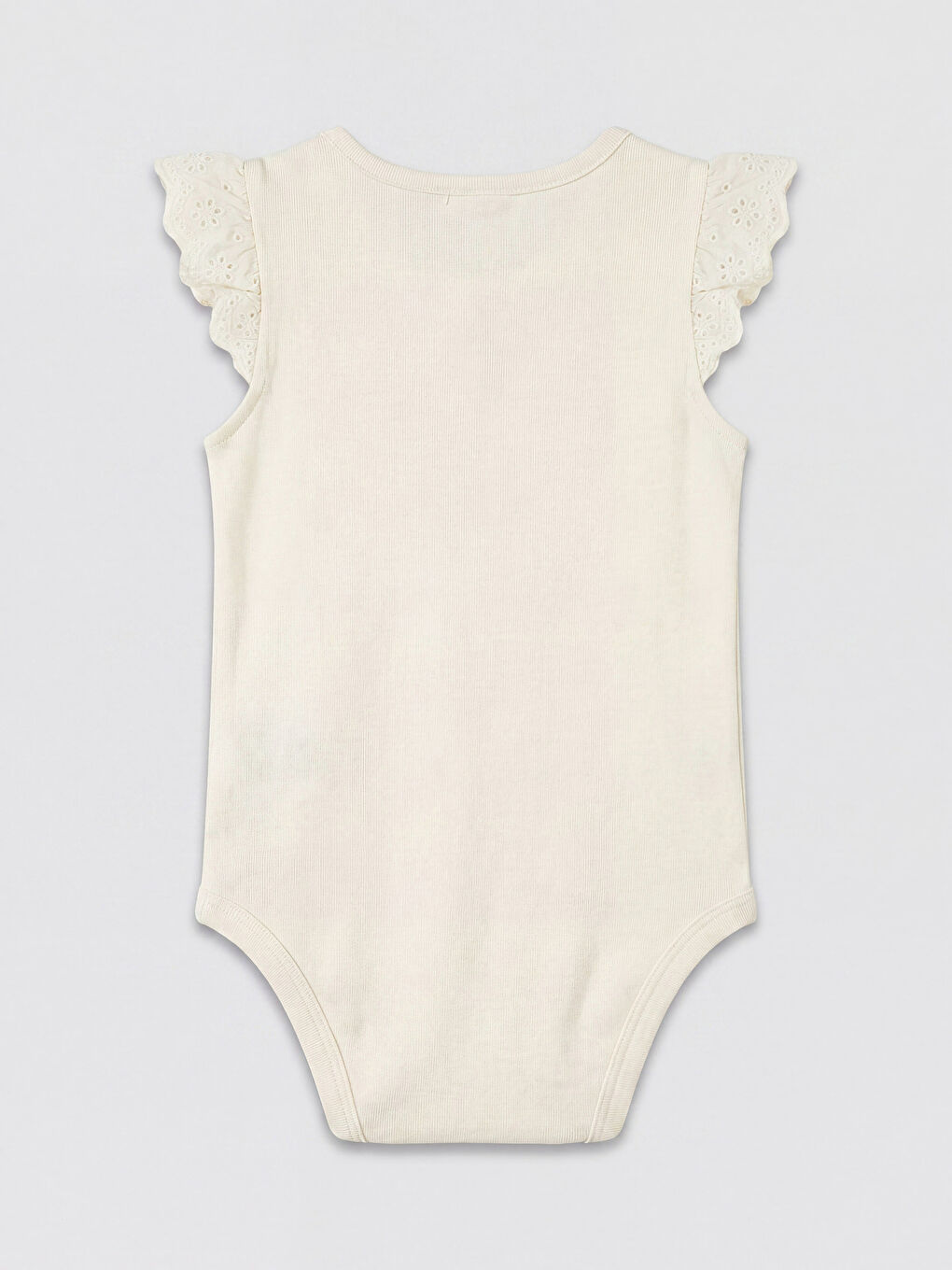 Ekru Bisiklet Yaka Nakışlı Fırfırlı Kız Bebek Body-1