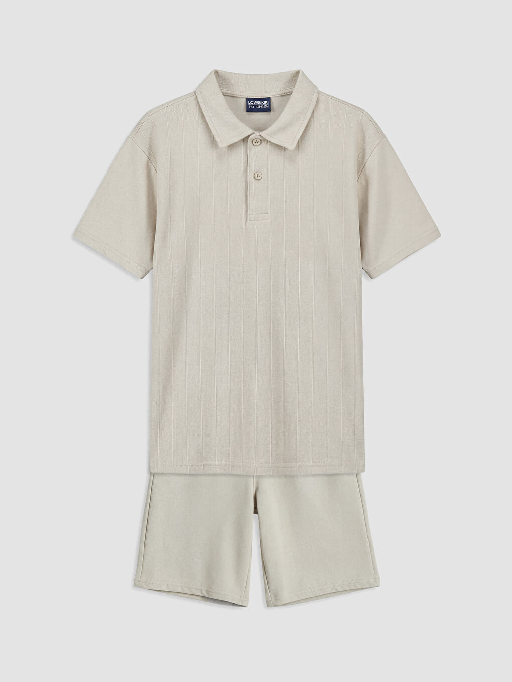 Bej Dokulu Erkek Çocuk Şortlu Takım