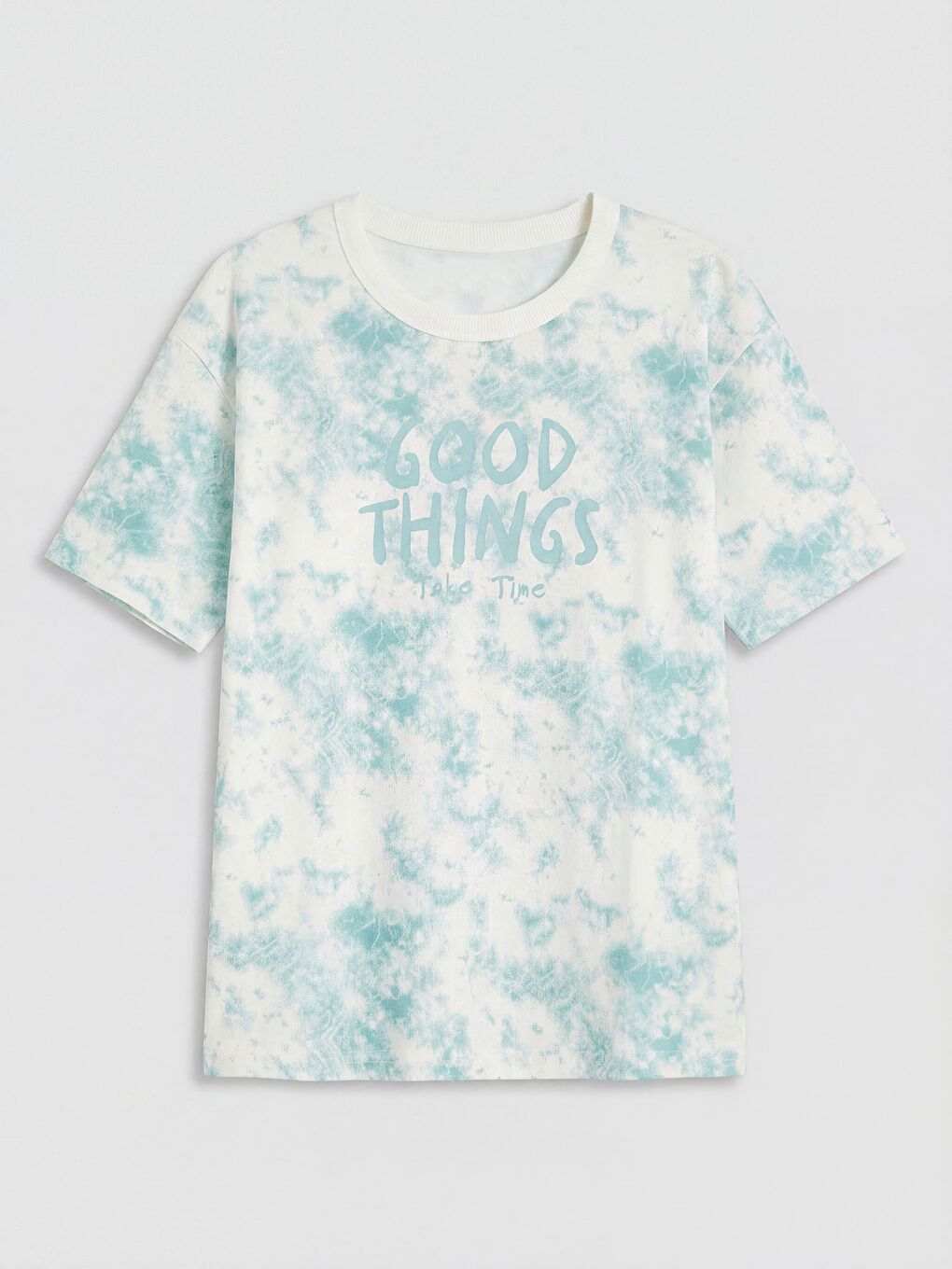 Turkuaz Batik Desenli Erkek Çocuk Şortlu Takım-1