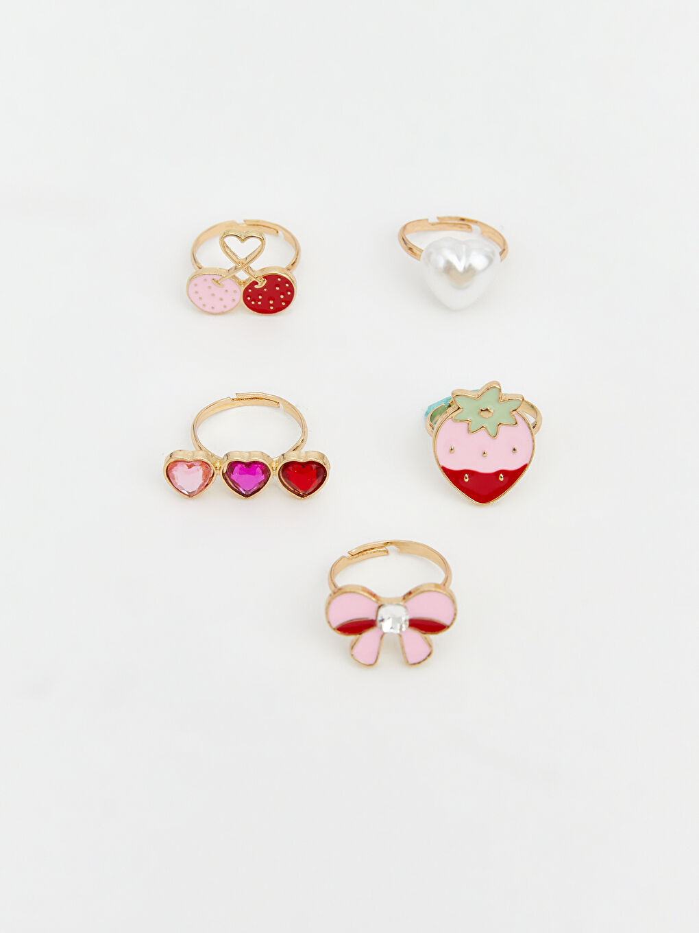 Karışık Kalp Figürlü Kız Çocuk Yüzük Seti-1