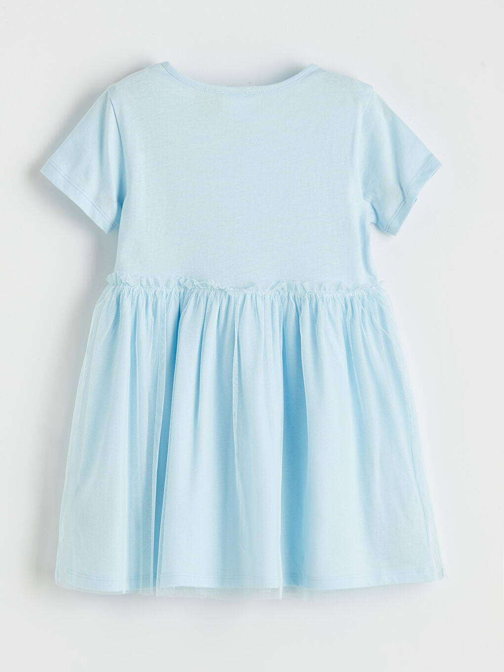 Mavi Stitch ve  Angela Baskılı Kız Çocuk Fırfırlı Elibse-1