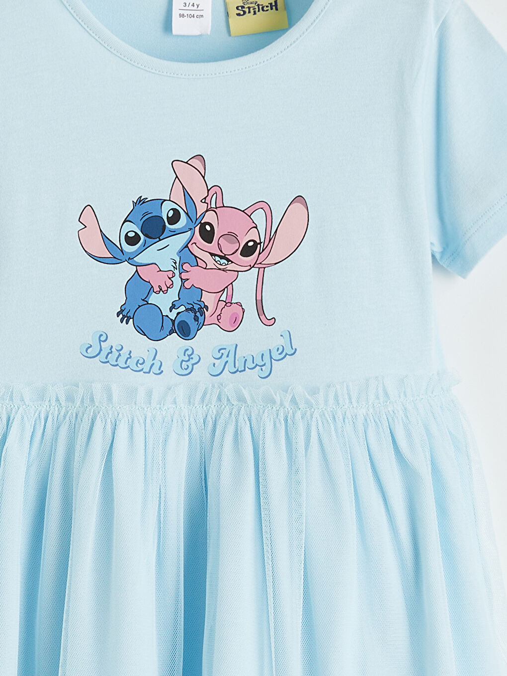 Mavi Stitch ve  Angela Baskılı Kız Çocuk Fırfırlı Elibse-2
