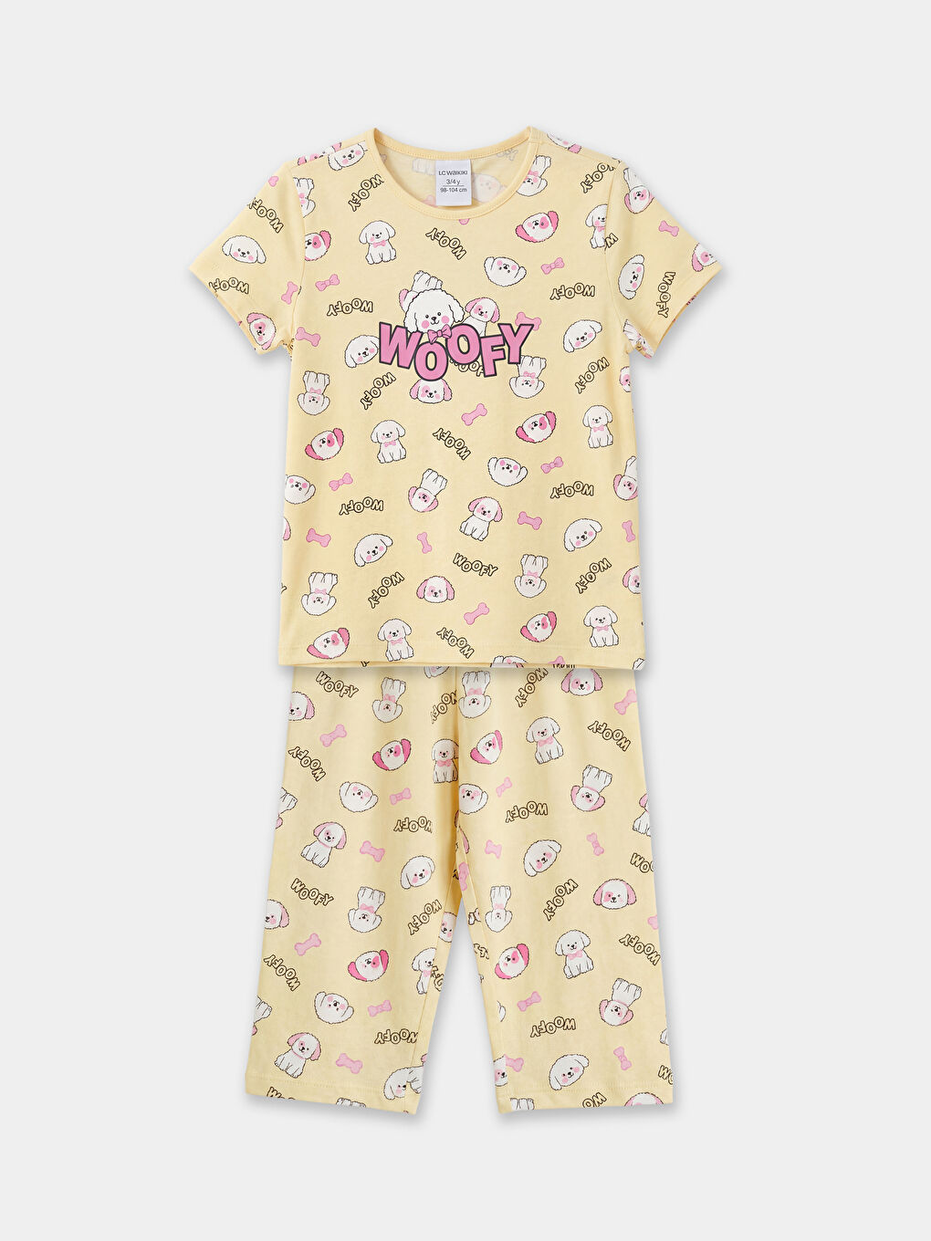 Sarı Bisiklet Yaka Kız Çocuk Pijama Takımı