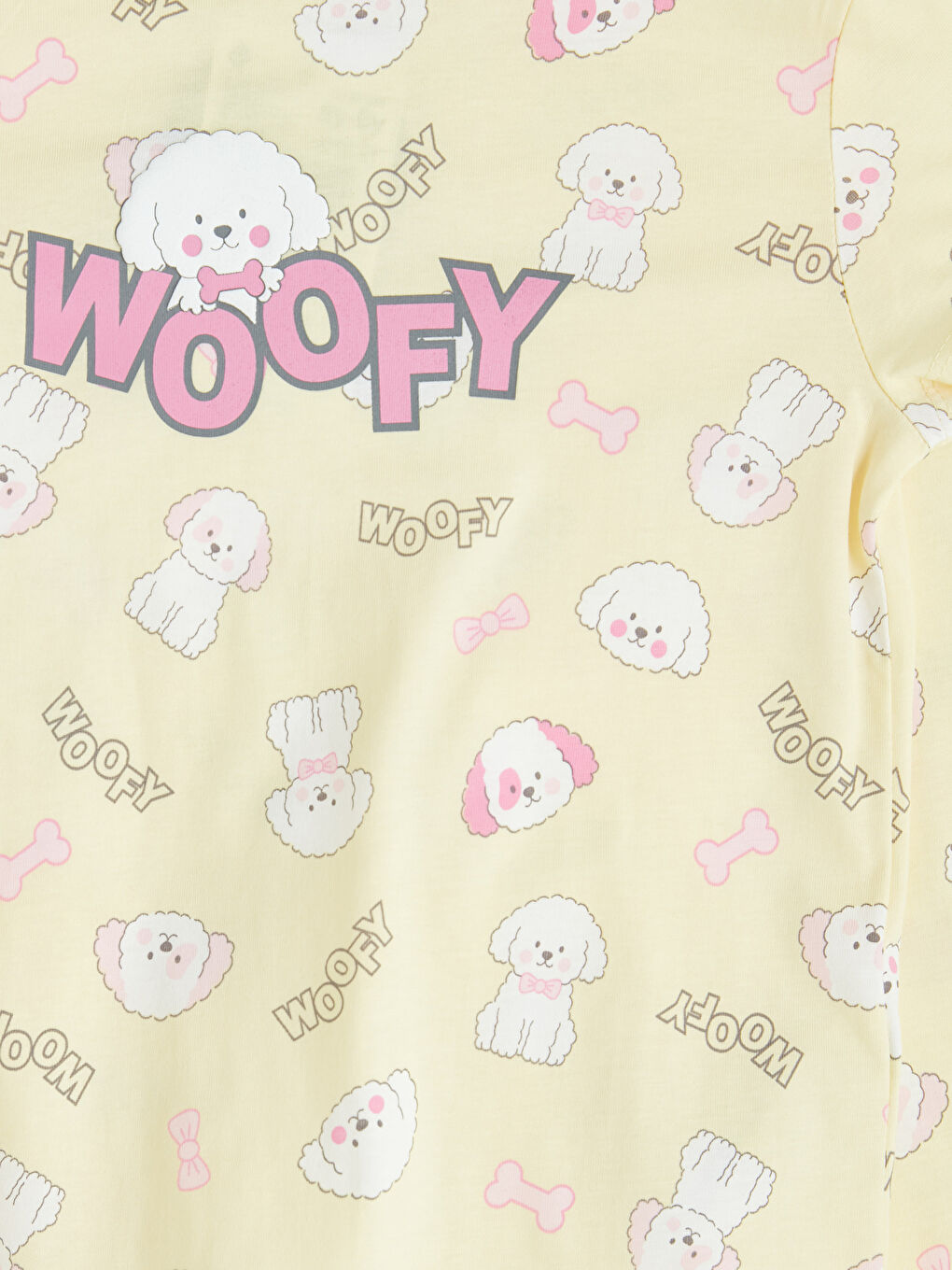 Sarı Bisiklet Yaka Kız Çocuk Pijama Takımı-5