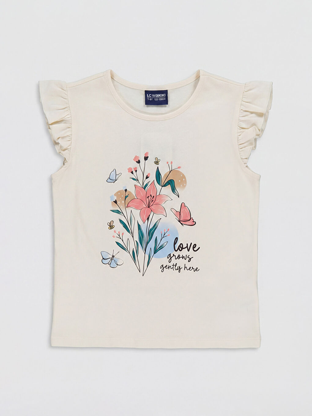 Ekru Bisiklet Yaka Kız Çocuk Şortlu Pijama Takımı-1