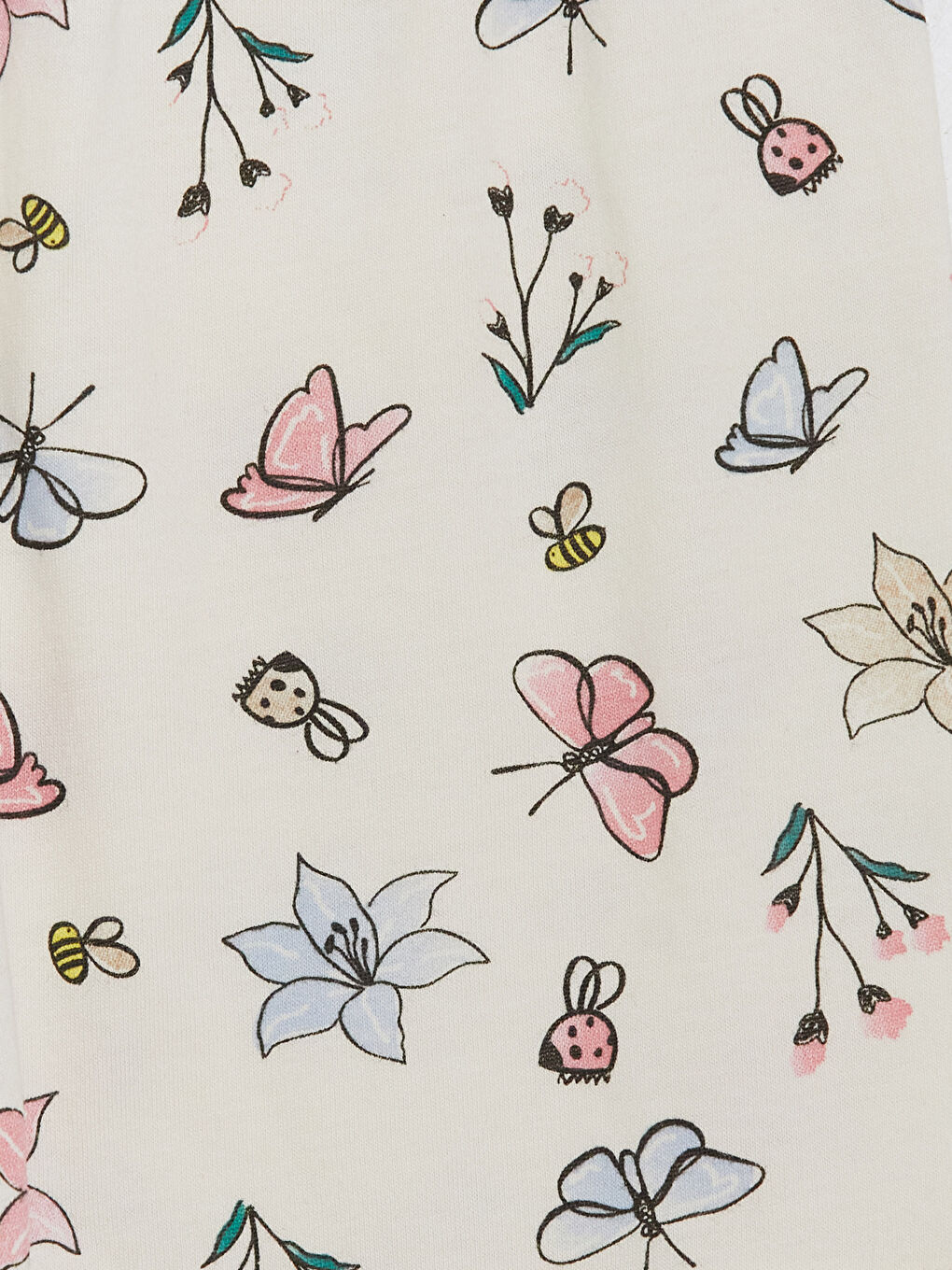 Ekru Bisiklet Yaka Kız Çocuk Şortlu Pijama Takımı-6