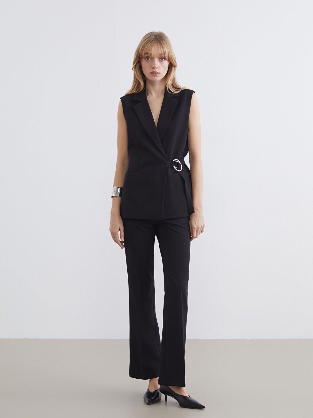 Women's Double-Breasted Crepe Classic Vest-1