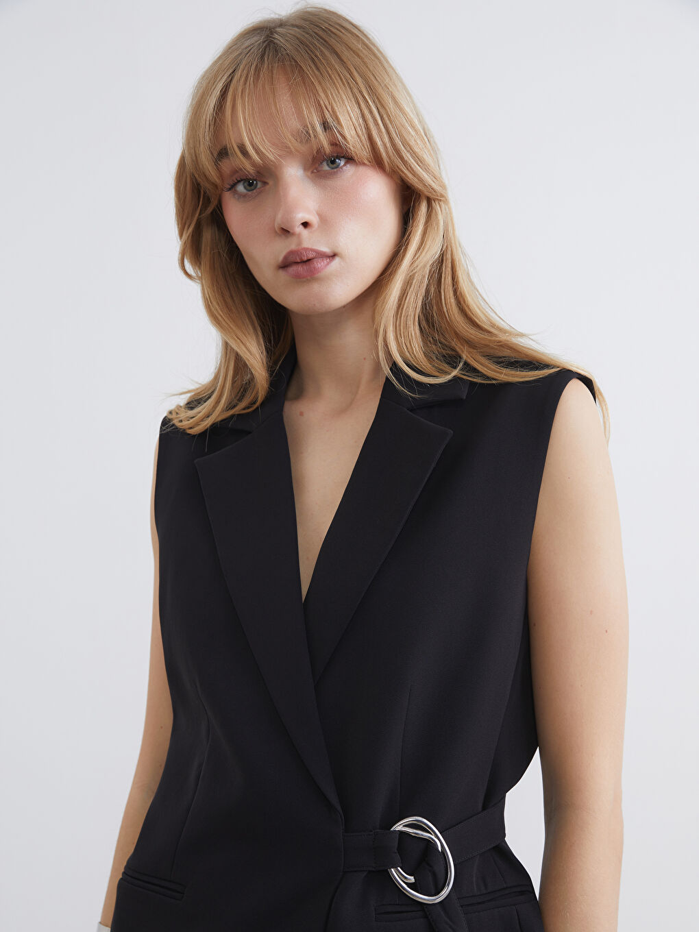 Women's Double-Breasted Crepe Classic Vest-2