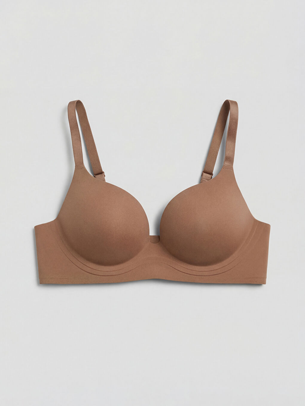 Kahverengi Balenli Dolgusuz Lazer Kesim Tişört Sütyen