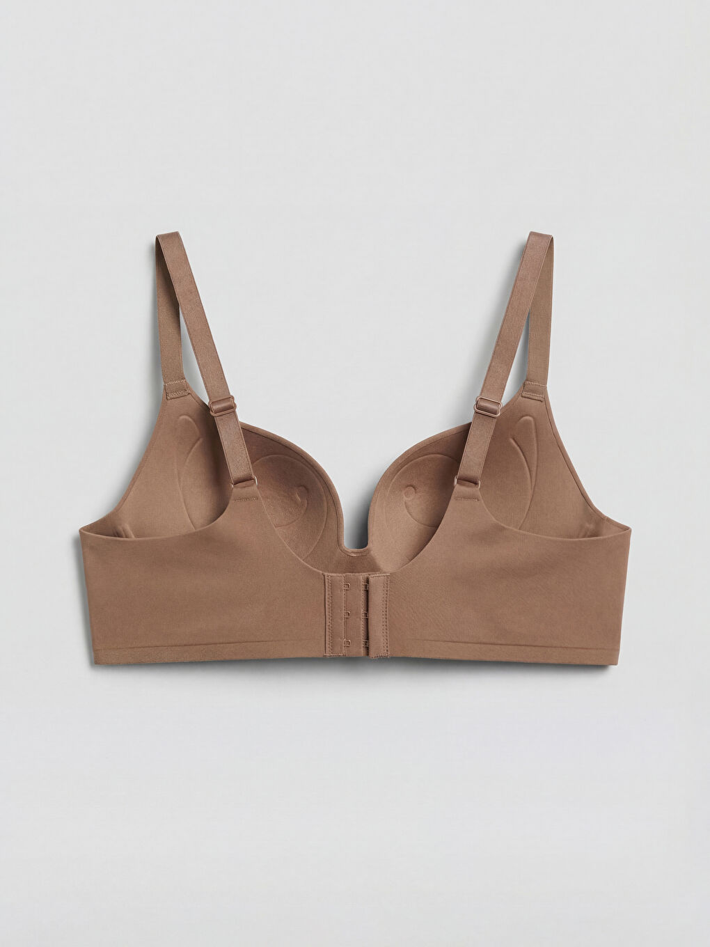 Kahverengi Balenli Dolgusuz Lazer Kesim Tişört Sütyen-2