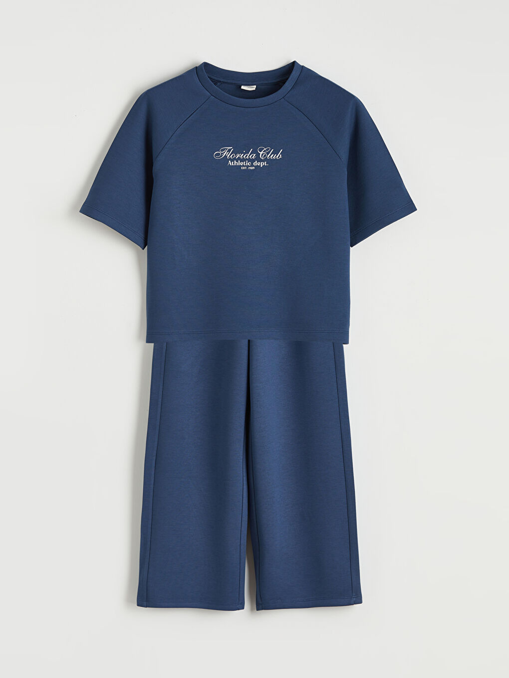 İndigo Baskılı Kız Çocuk Tişört ve Eşofman Alt