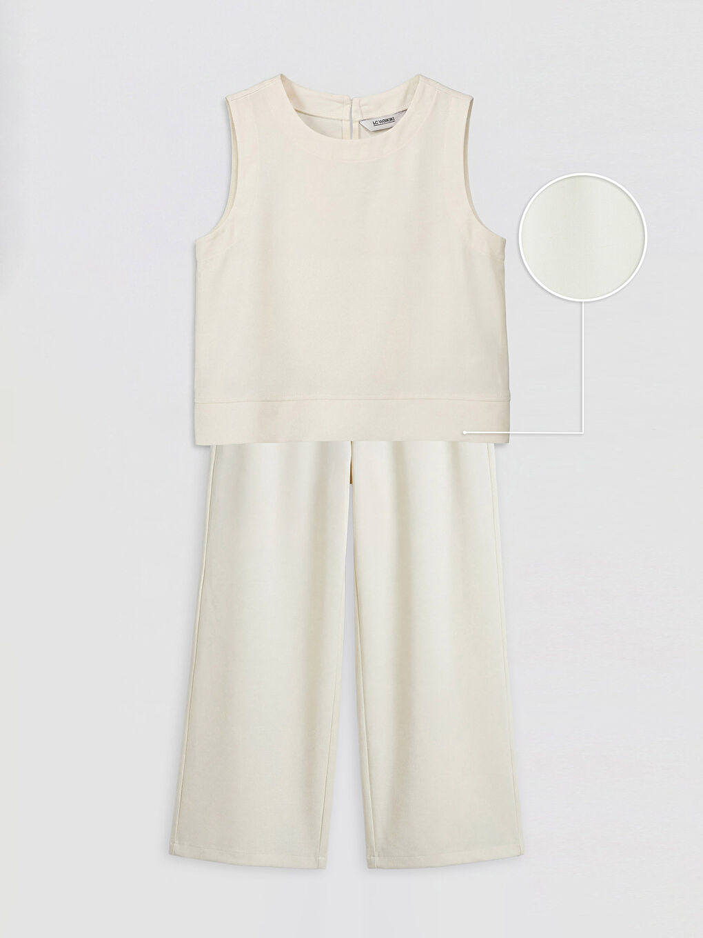 Gri Keten Karışımlı Kız Çocuk Pantolon ve Bluz