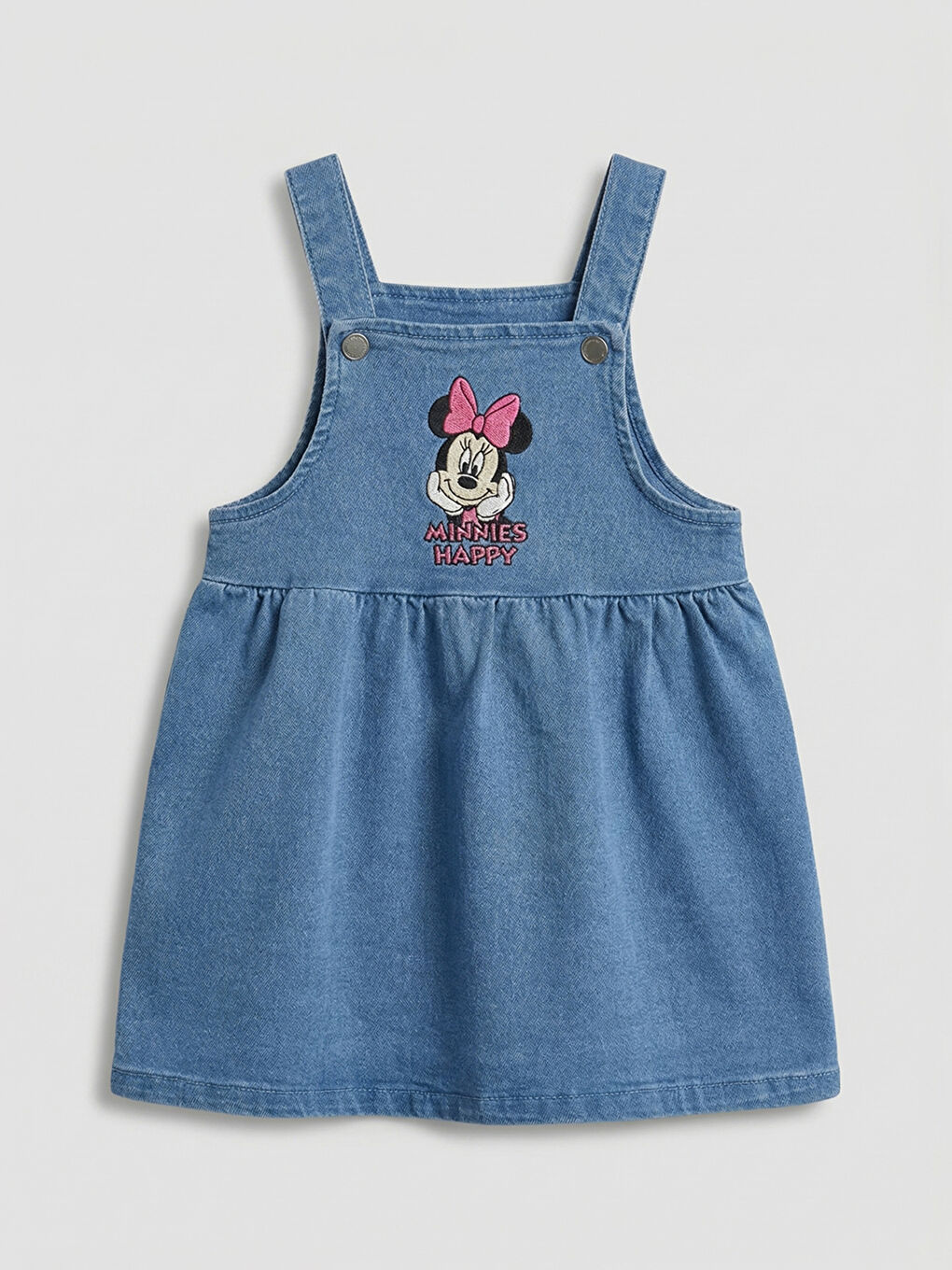 İndigo Minnie Mouse Nakışlı Askılı Kız Bebek Elbise