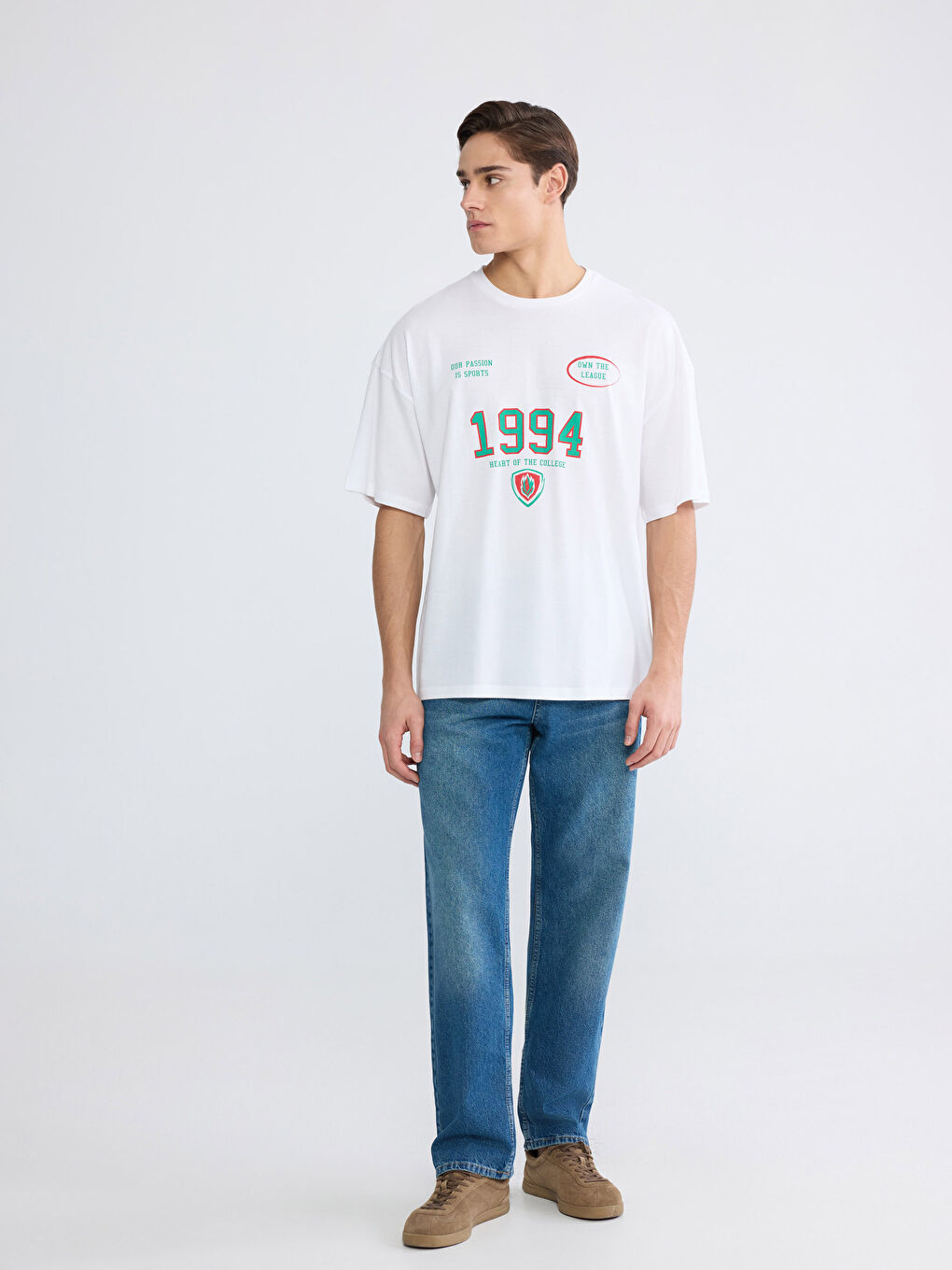 Plus Size Crew Neck Printed Cotton Men's T-Shirt-1