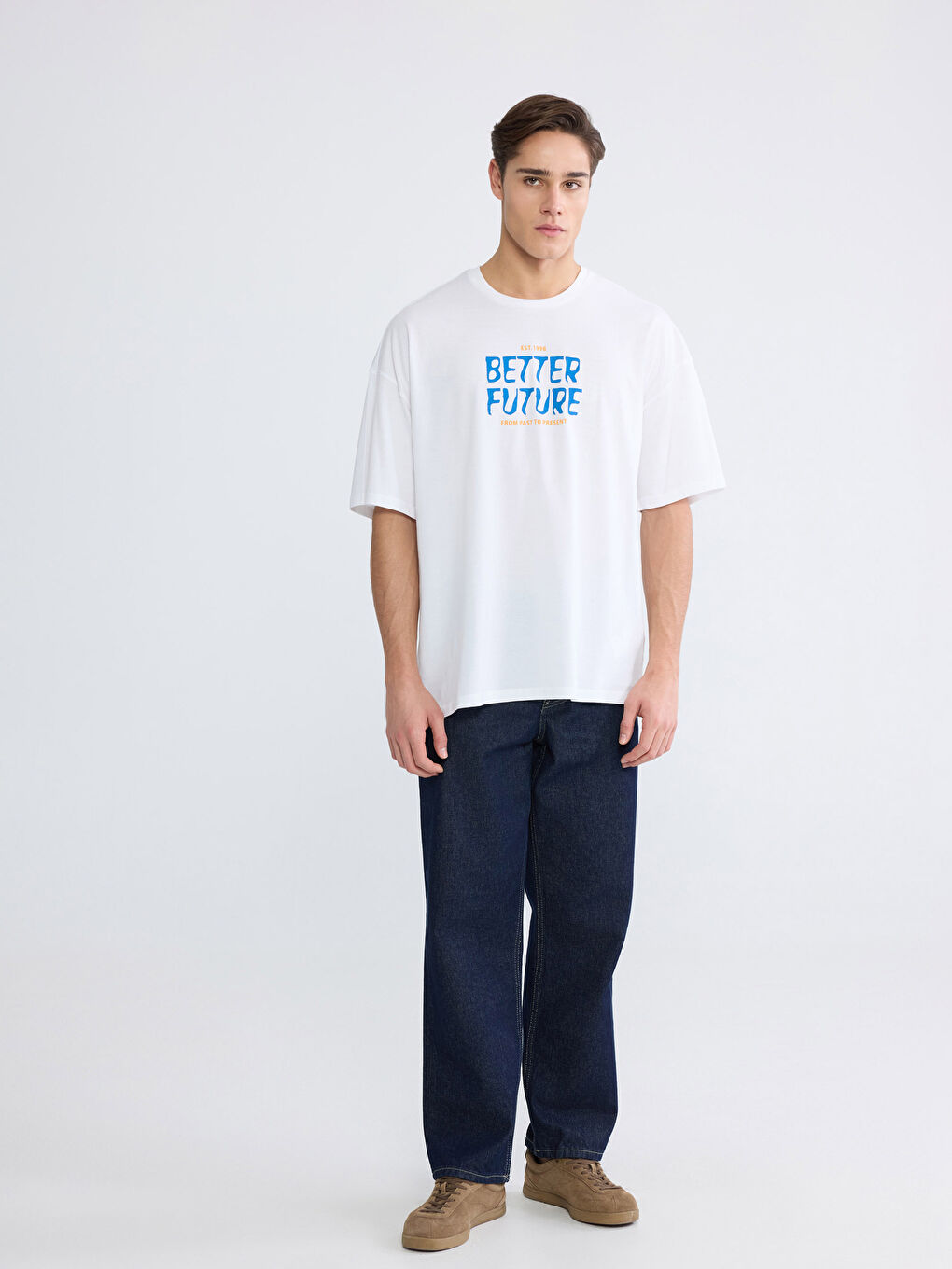 Plus Size Crew Neck Printed Cotton Men's T-Shirt-1