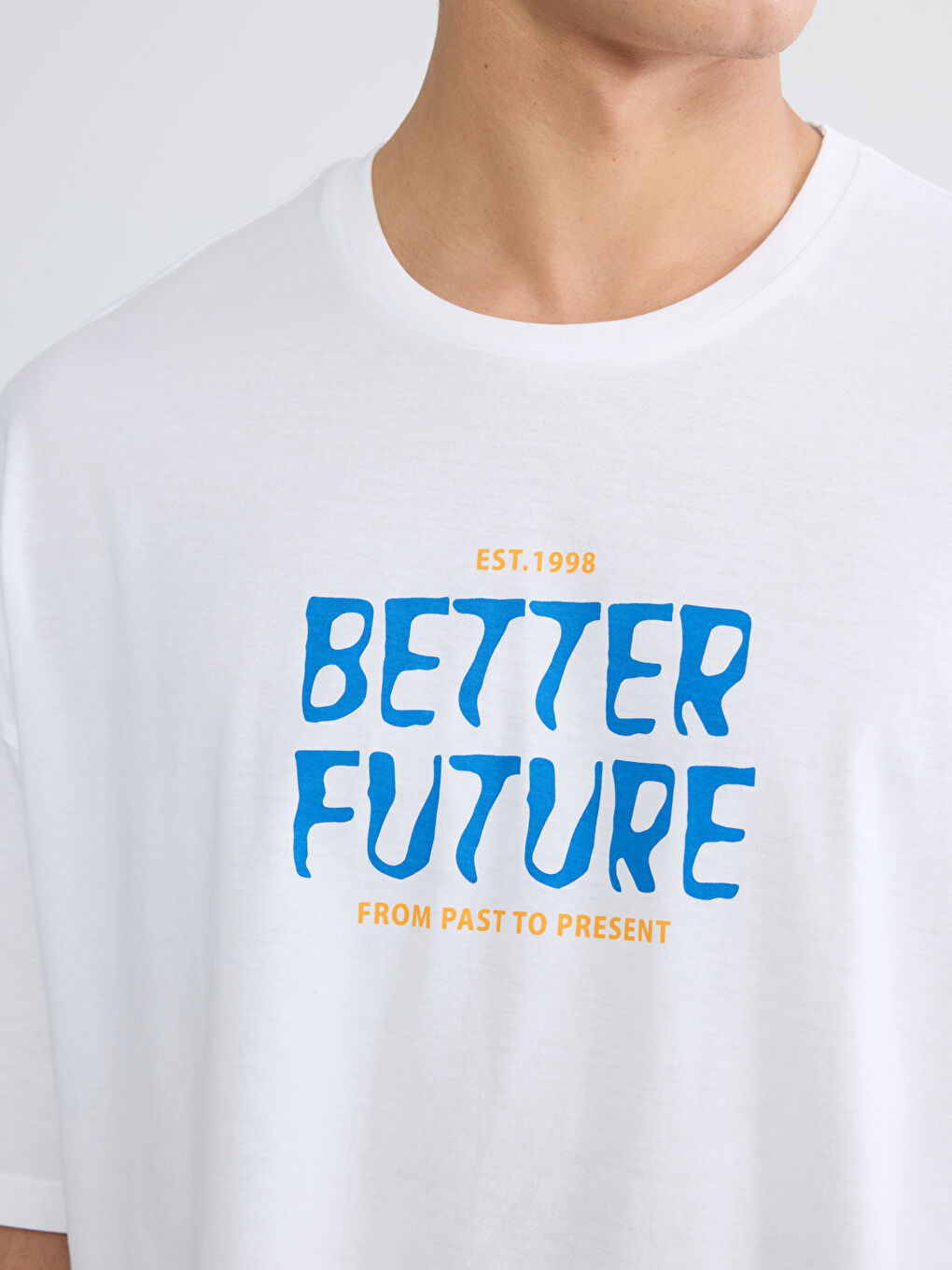 Plus Size Crew Neck Printed Cotton Men's T-Shirt-2