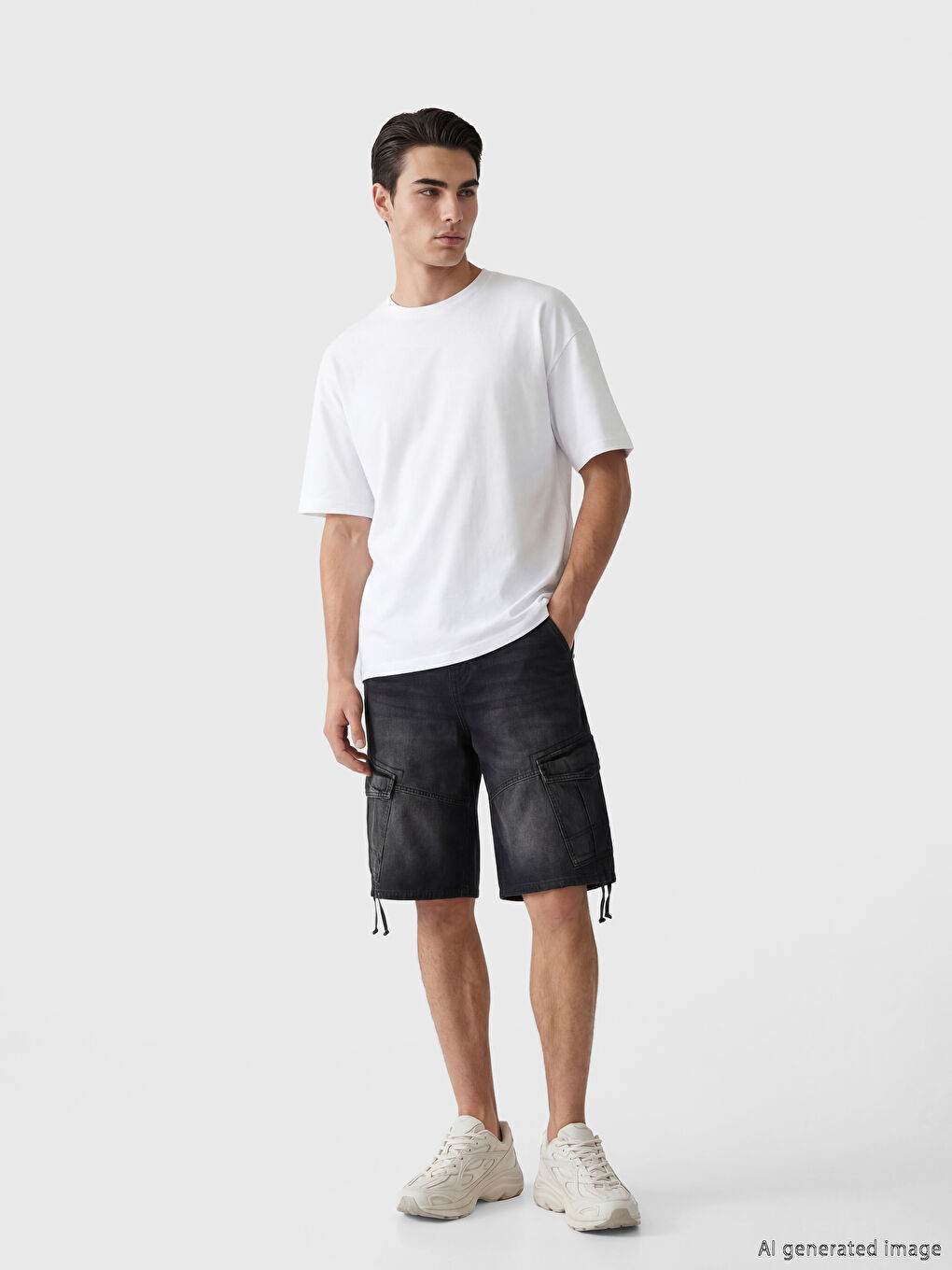 Bisiklet Yaka Baskılı Erkek Tişört-1