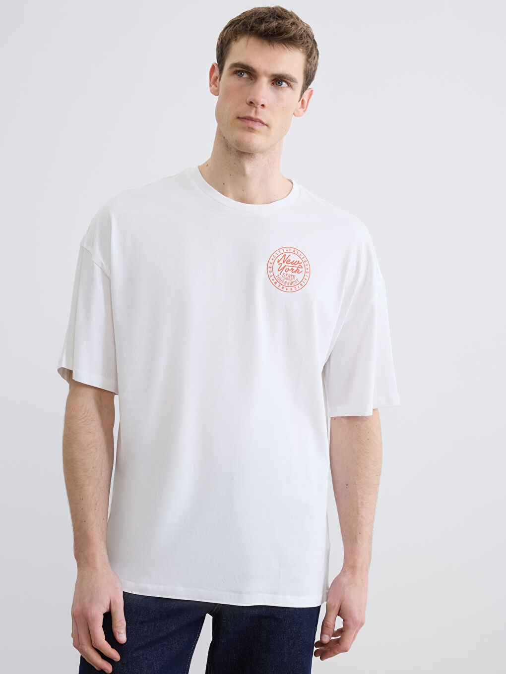 Crew Neck New York Printed Men's T-Shirt