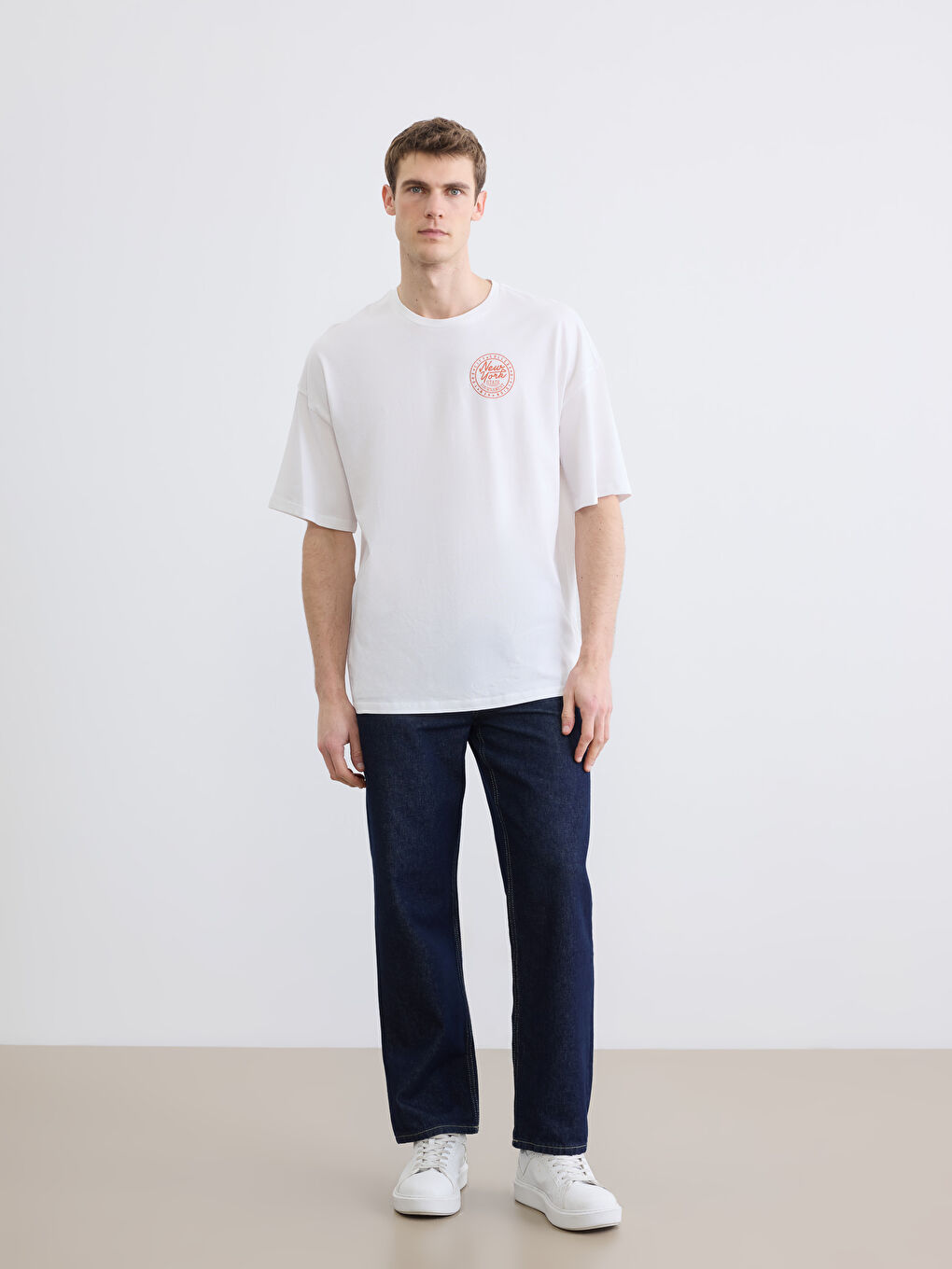 Crew Neck New York Printed Men's T-Shirt-1