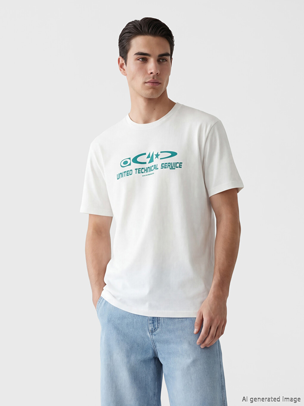 T-shirt I Stampuar Me Jakë Të Rrumbullakët Për Burra