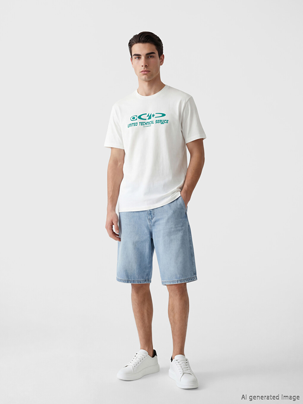 T-shirt I Stampuar Me Jakë Të Rrumbullakët Për Burra-1