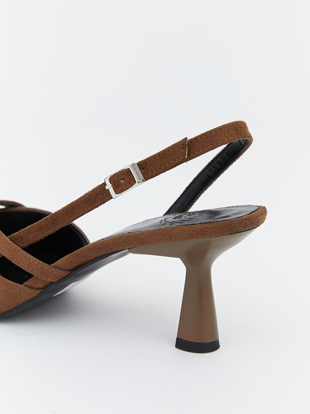 Kahverengi Sivri Burun Rugan Kadın Topuklu Ayakkabı-4