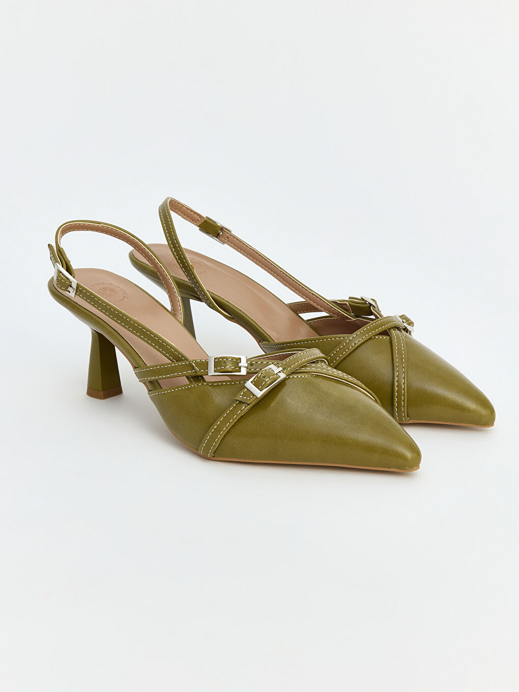 Yeşil Sivri Burun Rugan Kadın Topuklu Ayakkabı