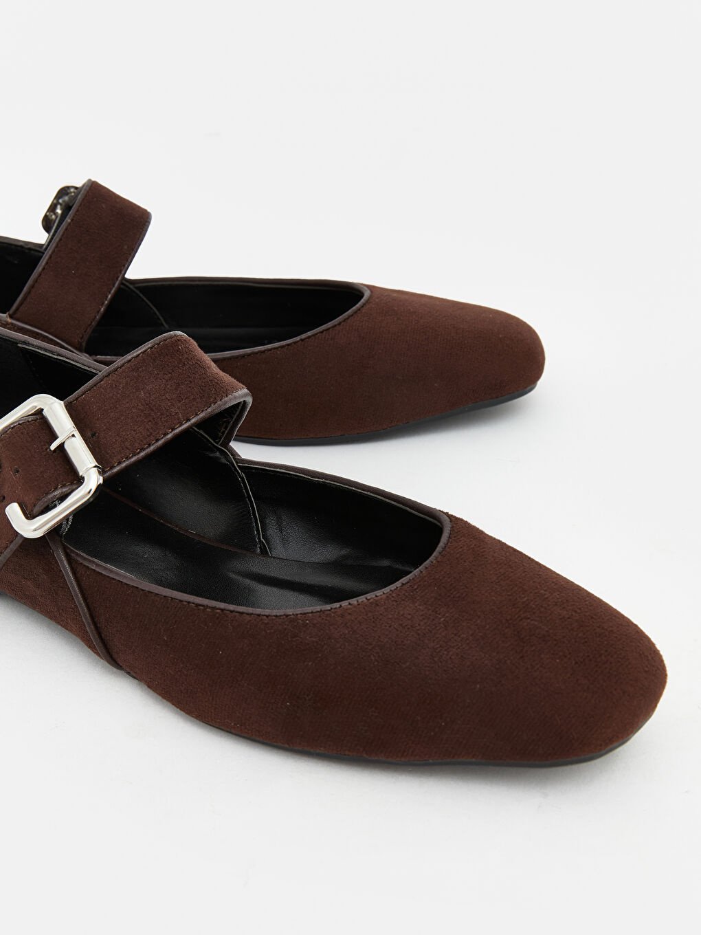 Kahverengi Kadın Rugan Görünümlü Kare Burunlu Babet-2