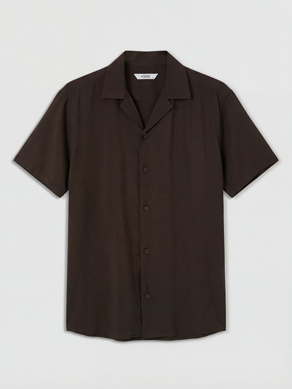 Kahverengi Standart Kalıp Keten Görünümlü Erkek Gömlek