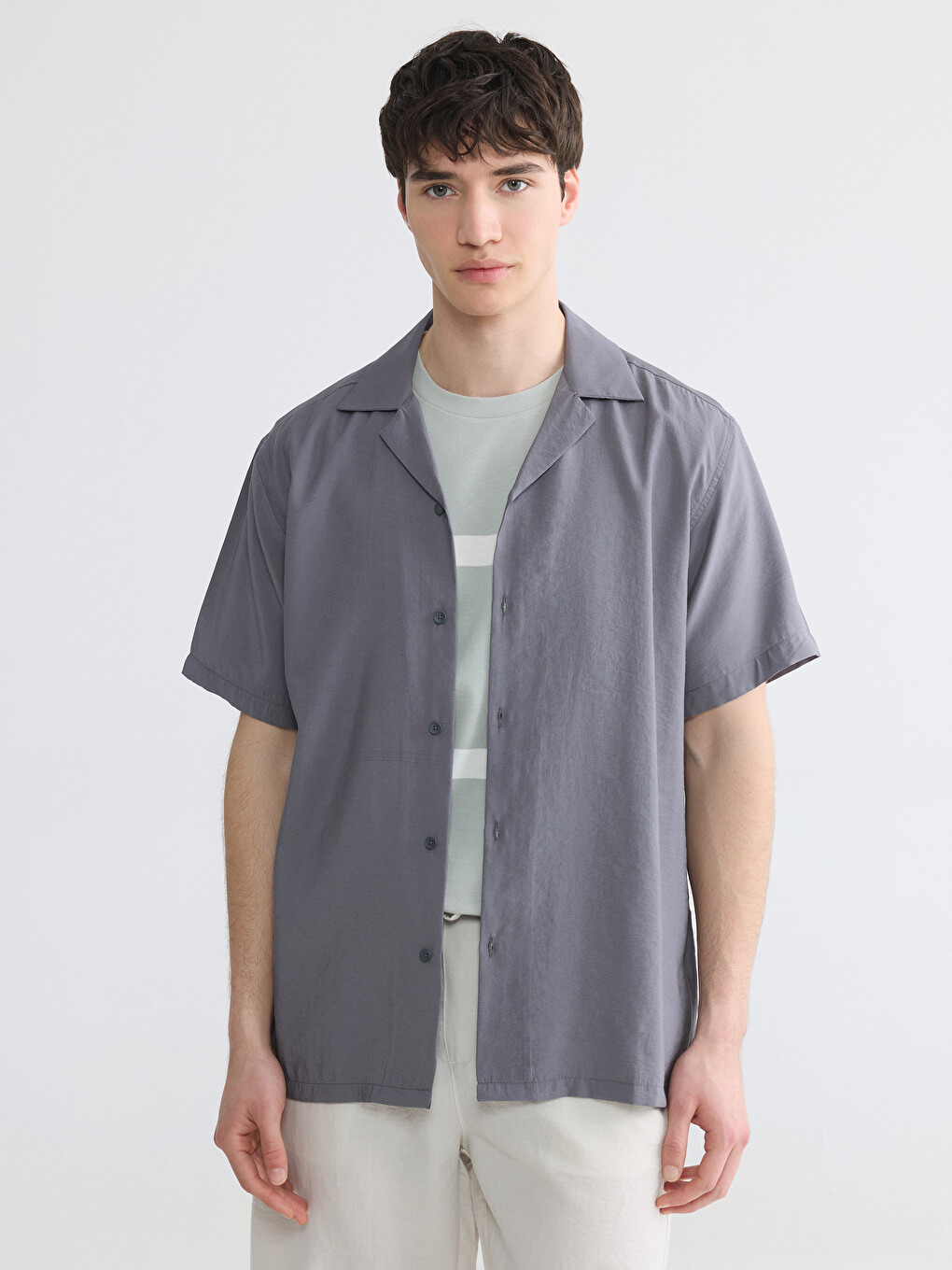 Standard Fit Linen Look Men's Shirt