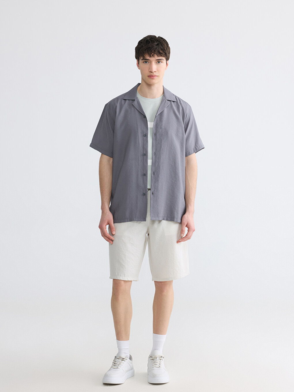 Standard Fit Linen Look Men's Shirt-1