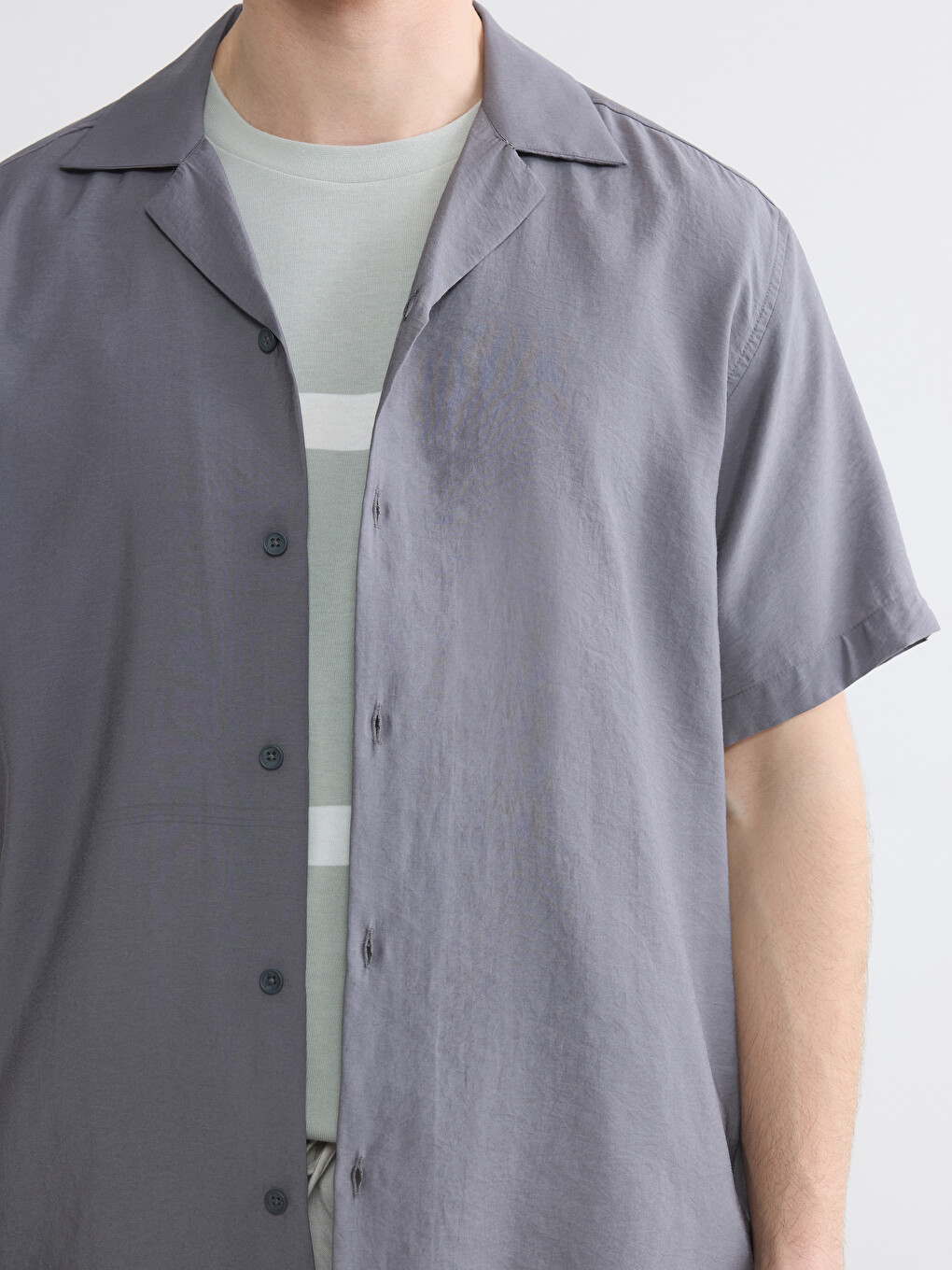 Standard Fit Linen Look Men's Shirt-2