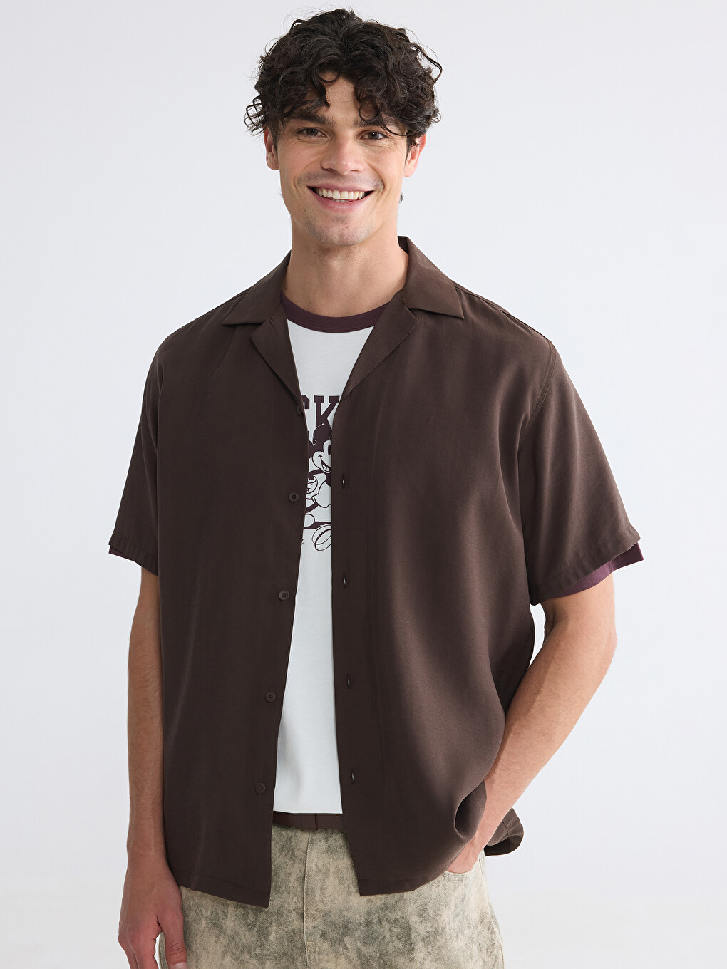 Standard Fit Linen Look Men's Shirt-1