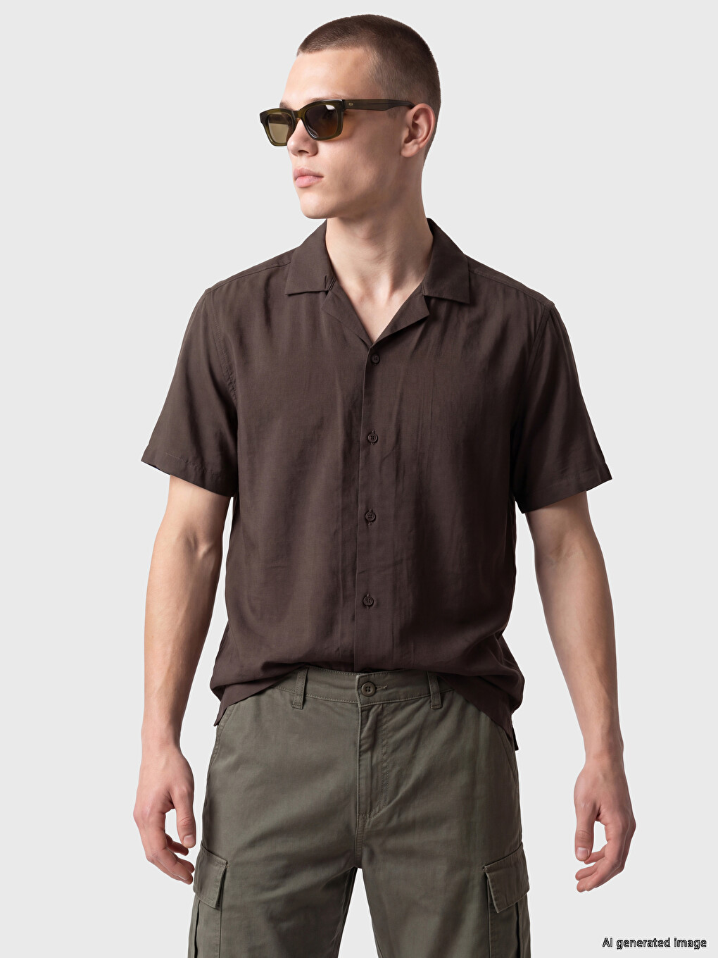 Standard Fit Linen Look Men's Shirt-1