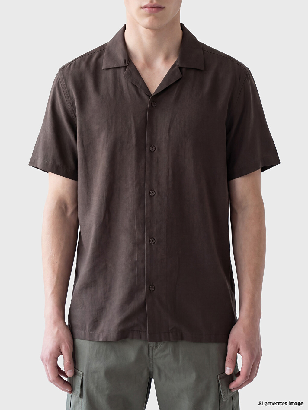 Standard Fit Linen Look Men's Shirt-3