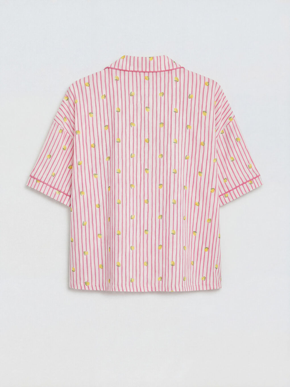 Pembe Gömlek Yaka Kadın Şortlu Pijama Takımı-2