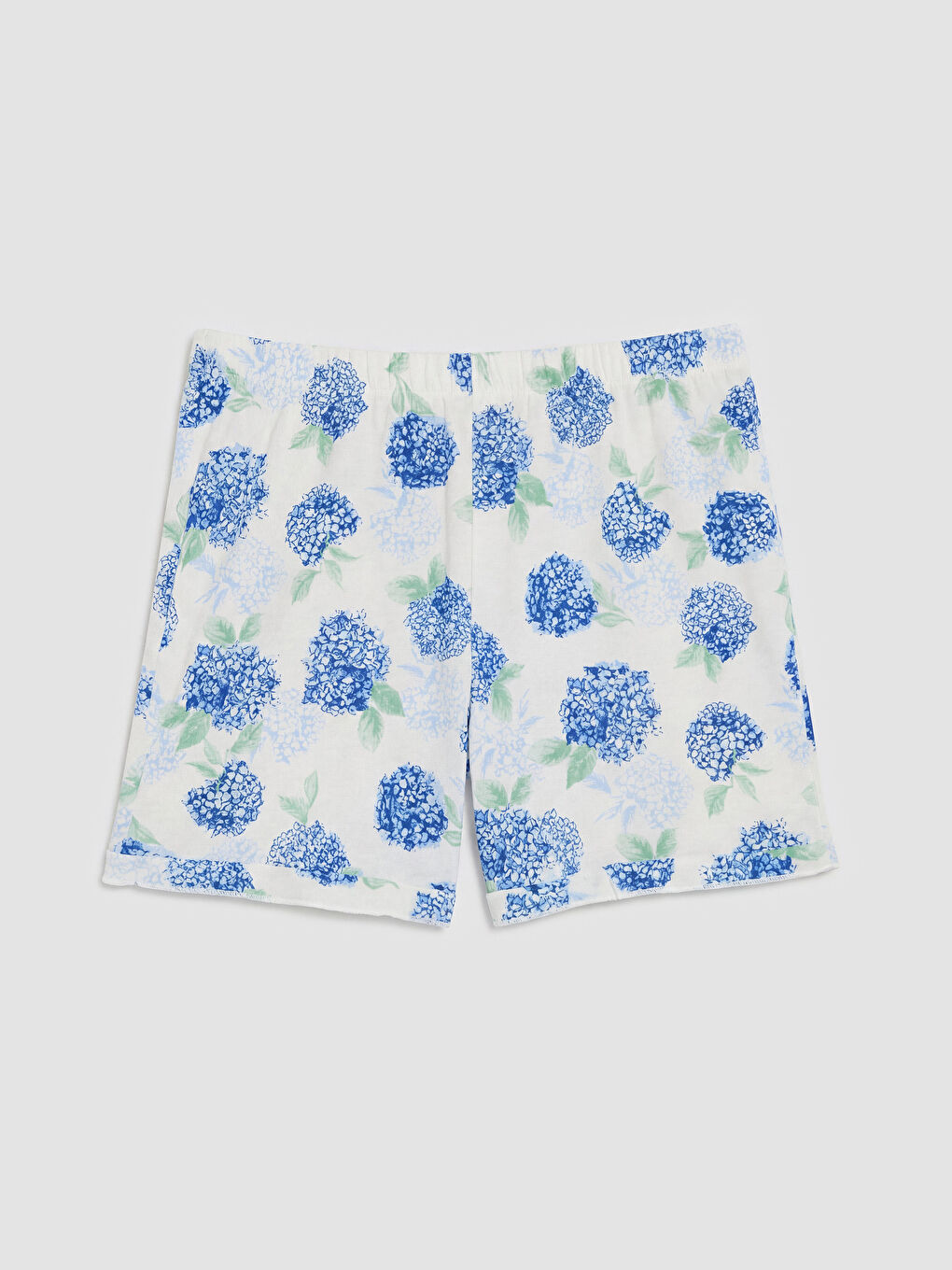 Ekru Çiçekli Kadın Şortlu Pijama Takımı-2