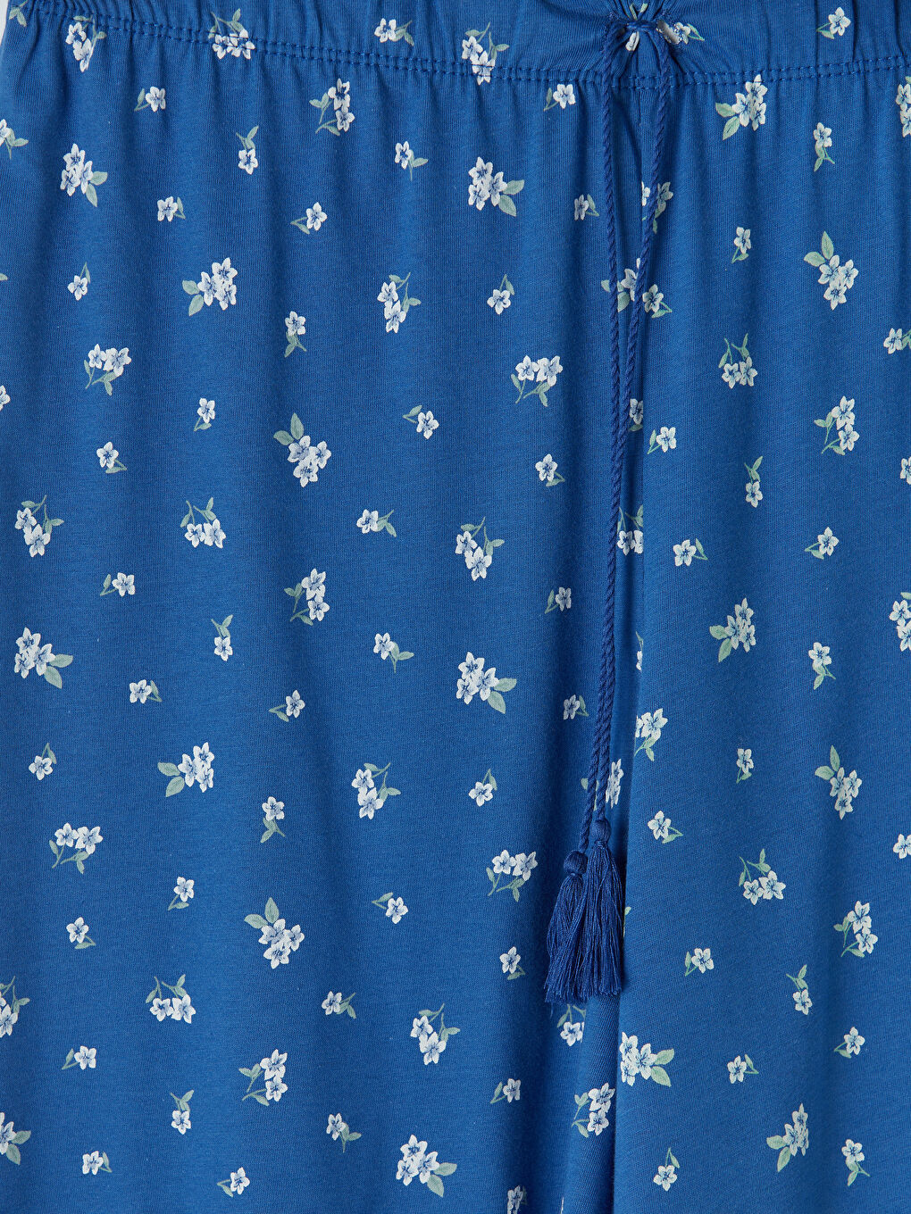 Lacivert Beli Lastikli Çiçekli Kadın Pijama Altı-4