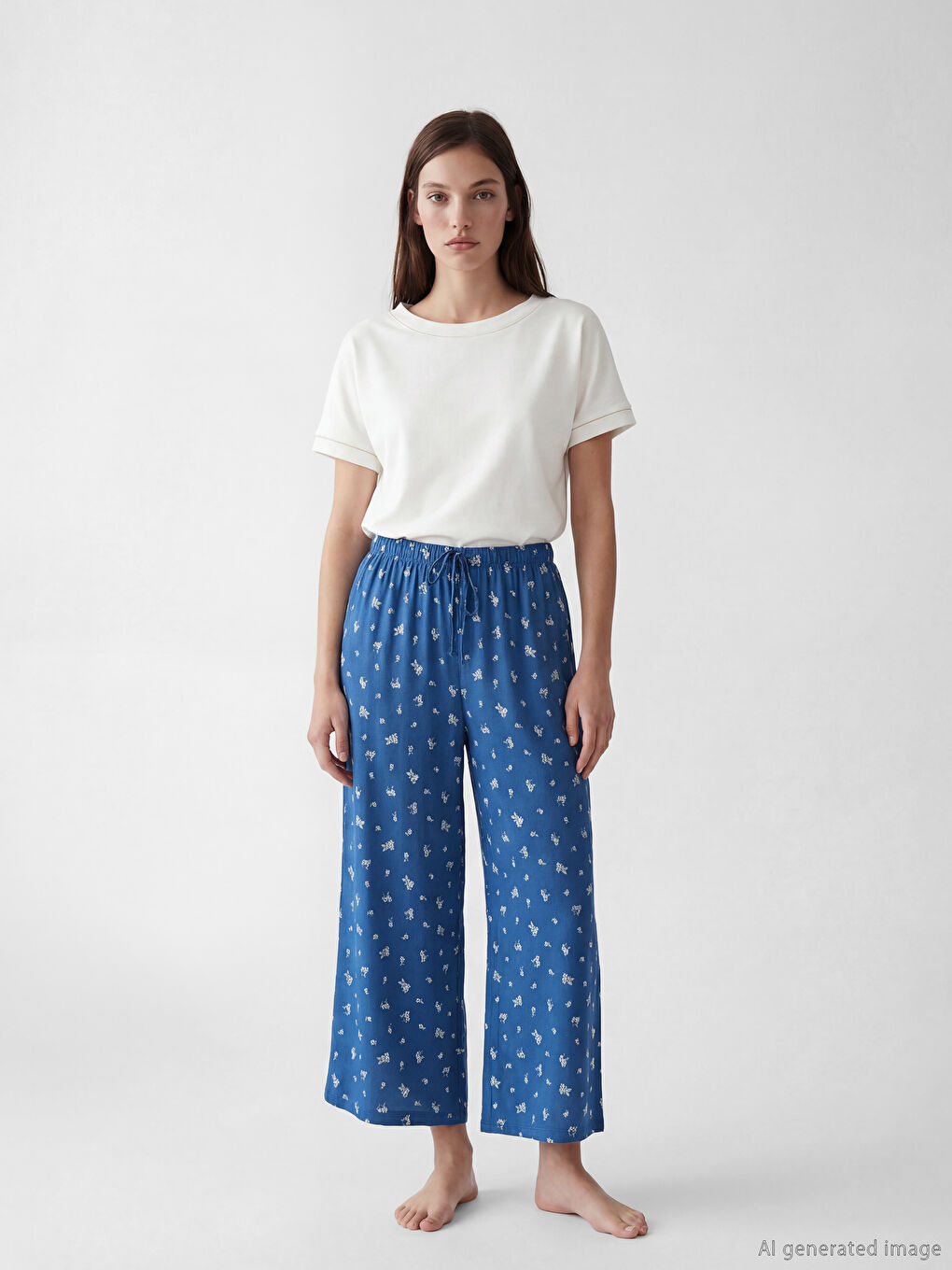 Elastic Waist Floral Women's Pyjama Bottoms