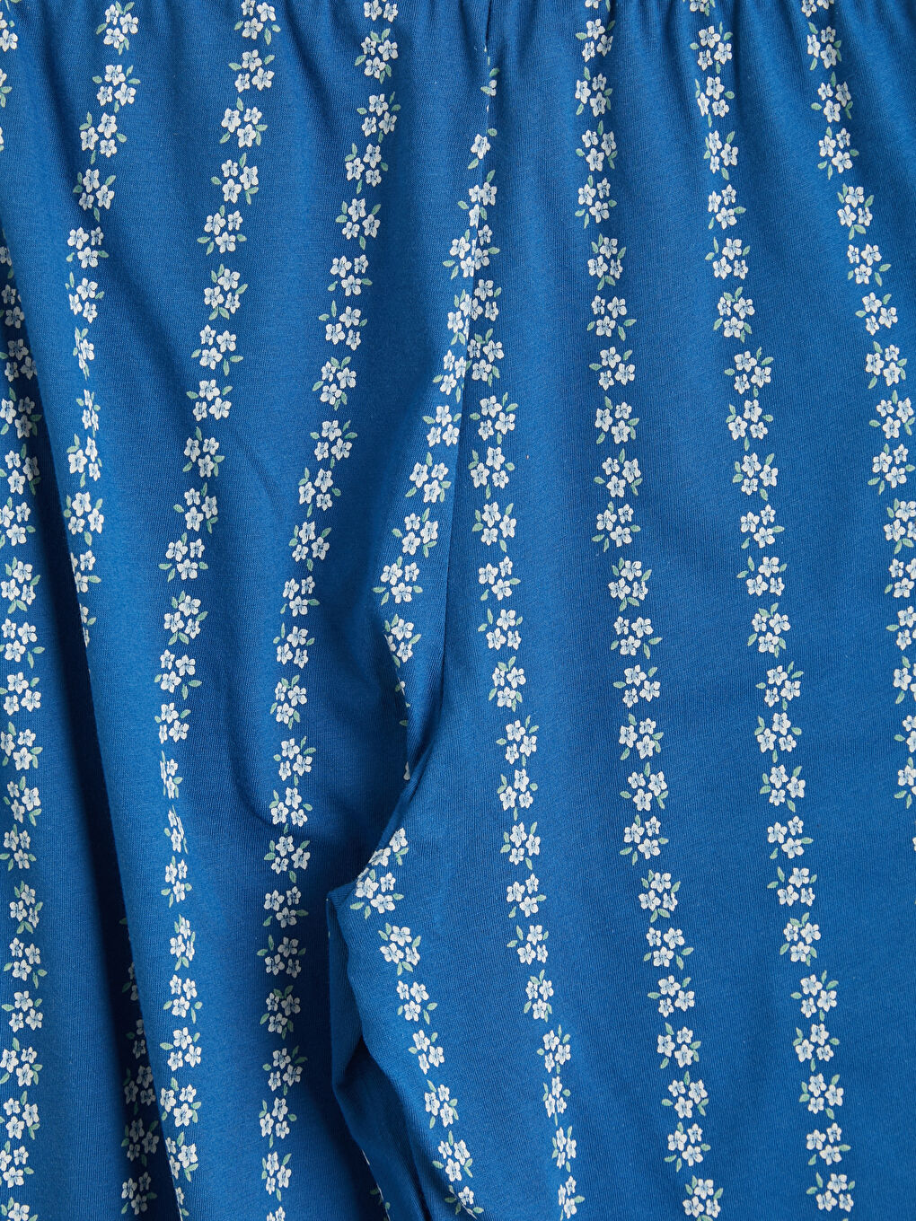 Lacivert Beli Lastikli Çiçekli Kadın Pijama Altı-2