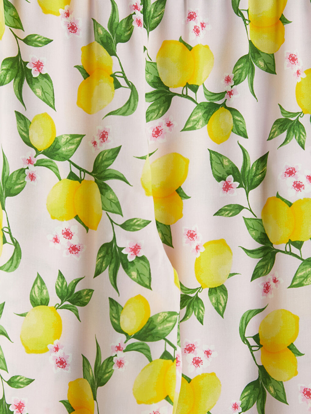 Pembe Gömlek Yaka Limon Baskılı Kadın Pijama Takımı-4