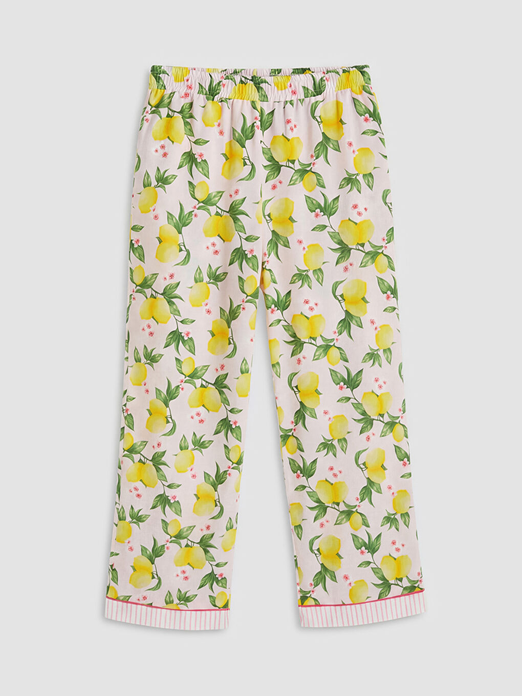 Pembe Gömlek Yaka Limon Baskılı Kadın Pijama Takımı-6