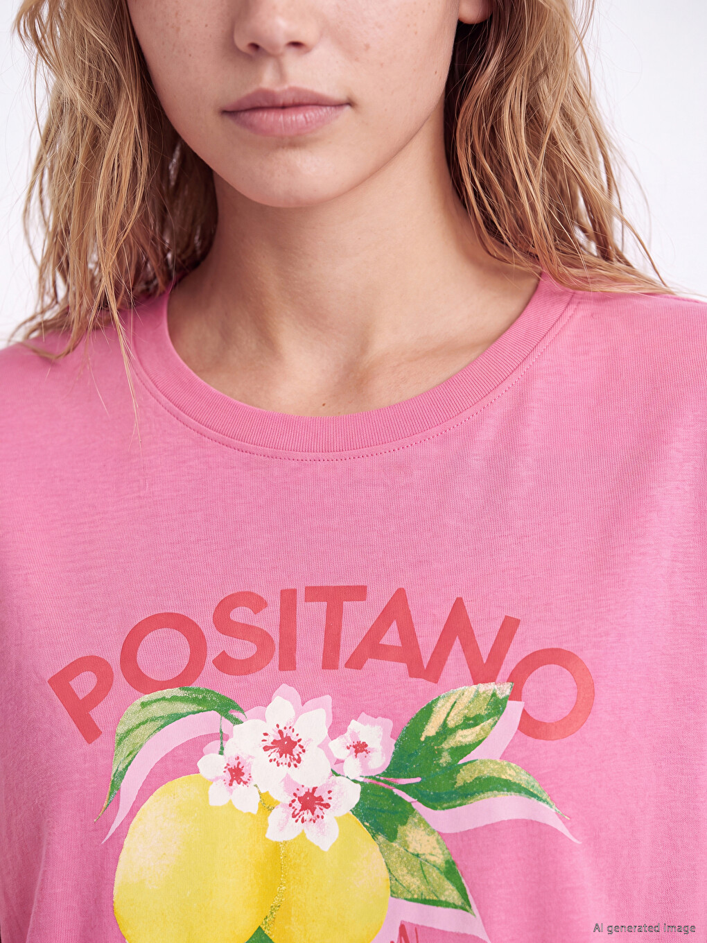 Crew Neck Positano Printed Women's Nightdress-2
